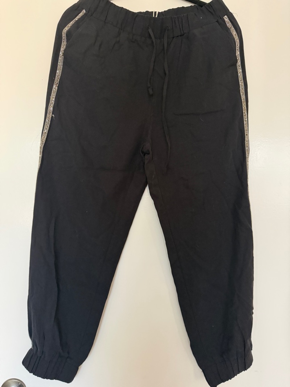 Zara Black Jogger Pants with Silver Side Trim